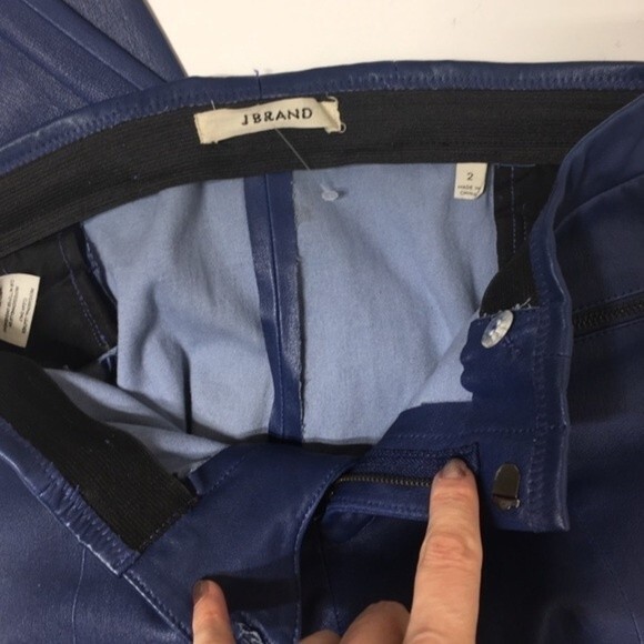 J Brand Blue Minette Lambskin Leather Skinny Pants - Picture 8 of 8